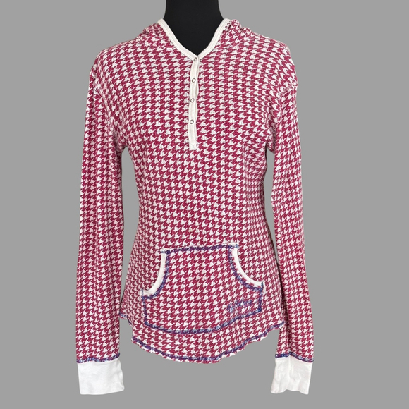 Billabong Y2K Houndstooth Hooded Thermal Top M L - Picture 1 of 10